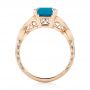 18k Rose Gold Custom Turquoise And Champagne Diamond Engagement Ring - Front View -  103377 - Thumbnail