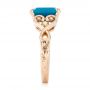 18k Rose Gold Custom Turquoise And Champagne Diamond Engagement Ring - Side View -  103377 - Thumbnail
