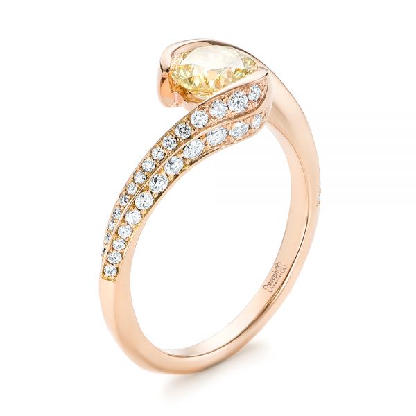 Custom Rose Gold Yellow and White Diamond Engagement Ring - reference design