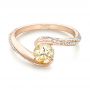 14k Rose Gold Custom Yellow And White Diamond Engagement Ring - Flat View -  103301 - Thumbnail