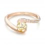 14k Rose Gold Custom Yellow And White Diamond Engagement Ring - Flat View -  103301 - Thumbnail