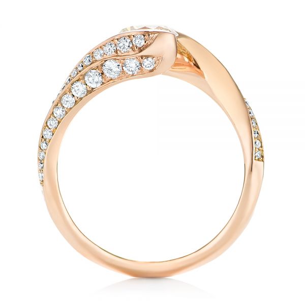 14k Rose Gold Custom Yellow And White Diamond Engagement Ring - Front View - 103301