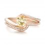 14k Rose Gold Custom Yellow And White Diamond Engagement Ring - Top View -  103301 - Thumbnail