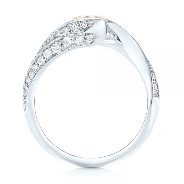 18k White Gold 18k White Gold Custom Yellow And White Diamond Engagement Ring - Front View -  103301