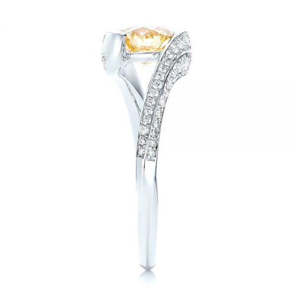 14k White Gold 14k White Gold Custom Yellow And White Diamond Engagement Ring - Side View -  103301