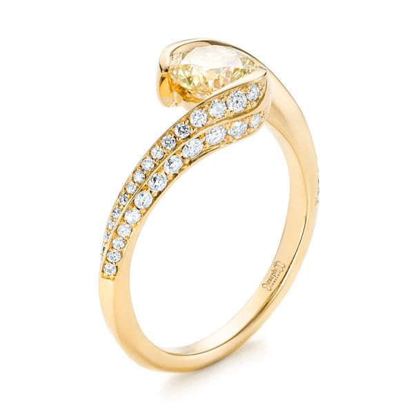 18k Yellow Gold 18k Yellow Gold Custom Yellow And White Diamond Engagement Ring - Three-Quarter View -  103301