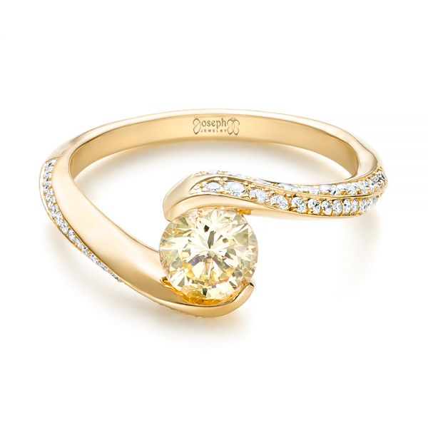 14k Yellow Gold 14k Yellow Gold Custom Yellow And White Diamond Engagement Ring - Flat View -  103301