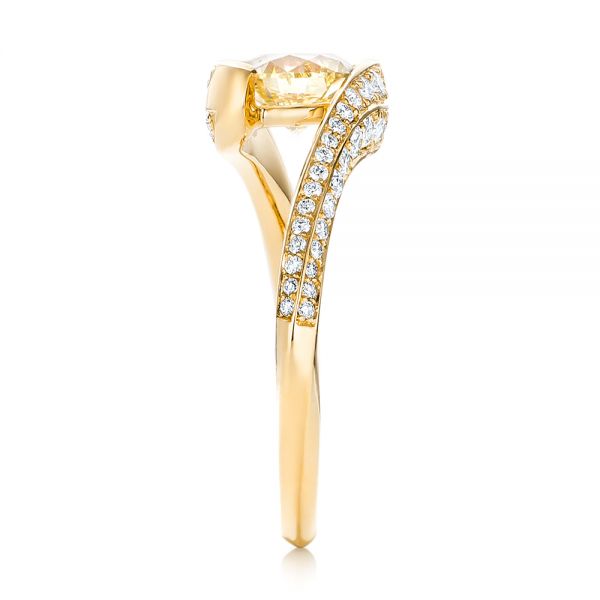 18k Yellow Gold 18k Yellow Gold Custom Yellow And White Diamond Engagement Ring - Side View -  103301