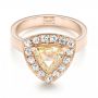 18k Rose Gold 18k Rose Gold Custom Yellow And White Diamond Halo Engagement Ring - Flat View -  103068 - Thumbnail