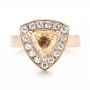 14k Rose Gold Custom Yellow And White Diamond Halo Engagement Ring - Top View -  103068 - Thumbnail
