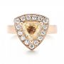 18k Rose Gold 18k Rose Gold Custom Yellow And White Diamond Halo Engagement Ring - Top View -  103068 - Thumbnail