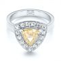  Platinum Platinum Custom Yellow And White Diamond Halo Engagement Ring - Flat View -  103068 - Thumbnail