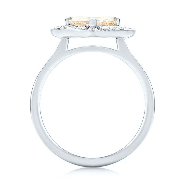18k White Gold 18k White Gold Custom Yellow And White Diamond Halo Engagement Ring - Front View - 103068