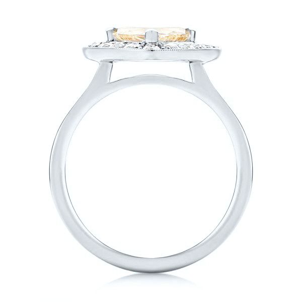 14k White Gold 14k White Gold Custom Yellow And White Diamond Halo Engagement Ring - Front View -  103068