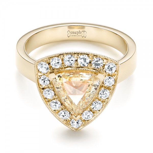 14k Yellow Gold 14k Yellow Gold Custom Yellow And White Diamond Halo Engagement Ring - Flat View - 103068