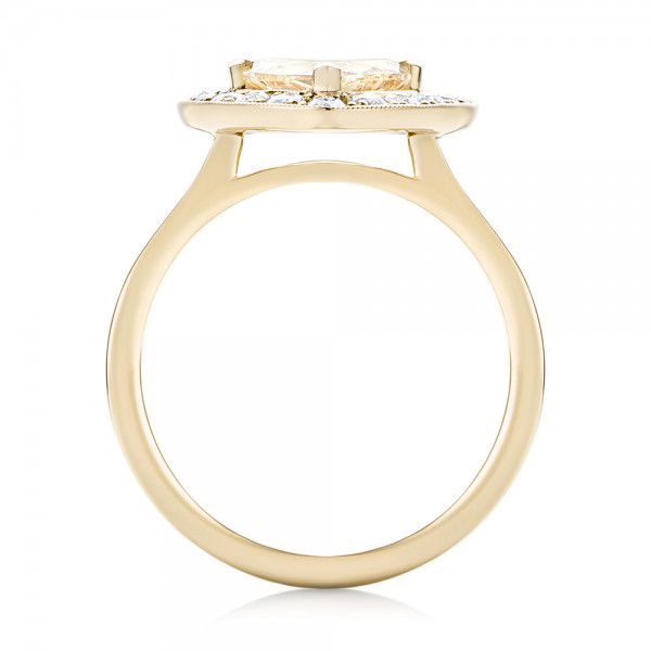 14k Yellow Gold 14k Yellow Gold Custom Yellow And White Diamond Halo Engagement Ring - Front View - 103068