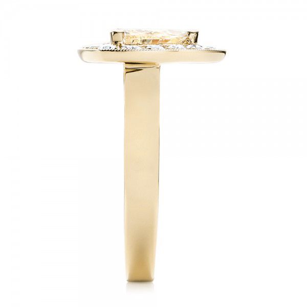 14k Yellow Gold 14k Yellow Gold Custom Yellow And White Diamond Halo Engagement Ring - Side View - 103068