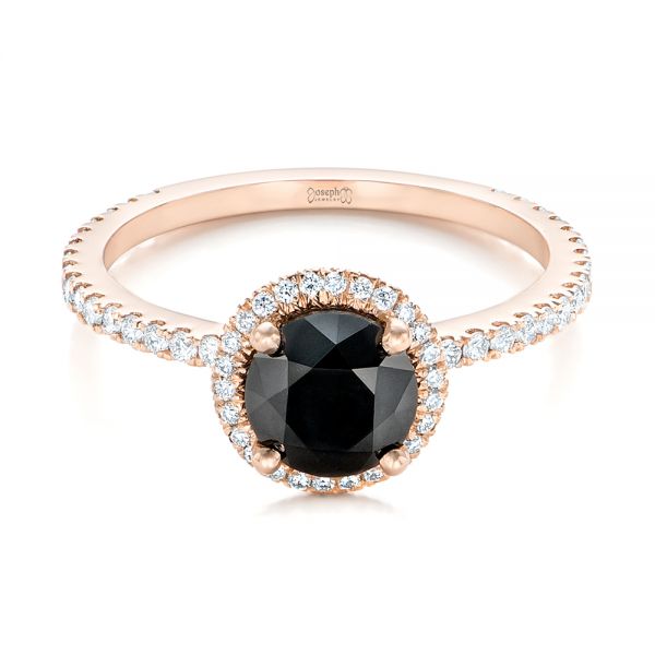 14k Rose Gold 14k Rose Gold Custom Black And White Diamond Engagement Ring - Flat View -  102459