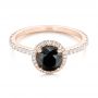 14k Rose Gold 14k Rose Gold Custom Black And White Diamond Engagement Ring - Flat View -  102459 - Thumbnail