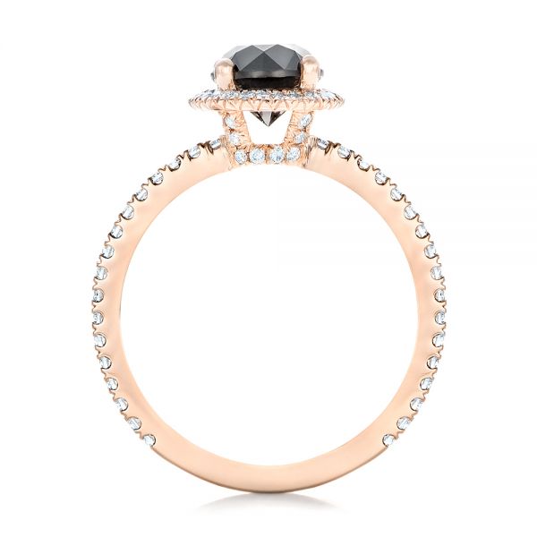 18k Rose Gold Custom Black And White Diamond Engagement Ring - Front View -  102459