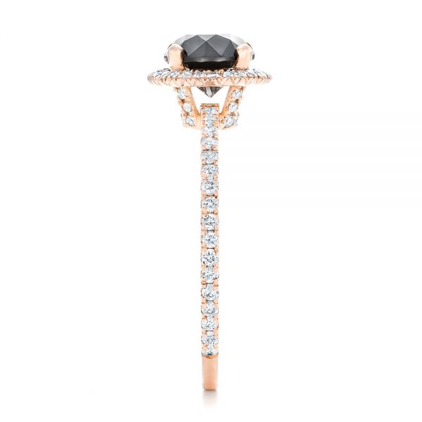 18k Rose Gold Custom Black And White Diamond Engagement Ring - Side View -  102459