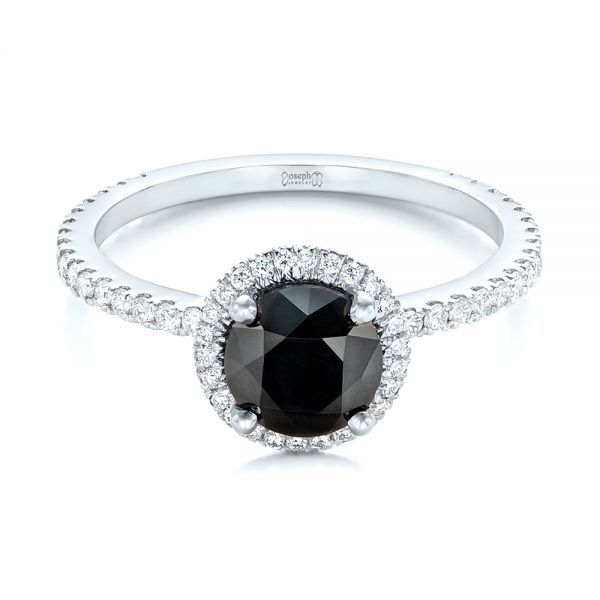 14k White Gold 14k White Gold Custom Black And White Diamond Engagement Ring - Flat View - 102459