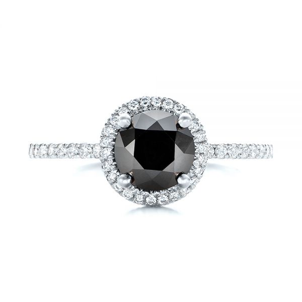 14k White Gold 14k White Gold Custom Black And White Diamond Engagement Ring - Top View - 102459