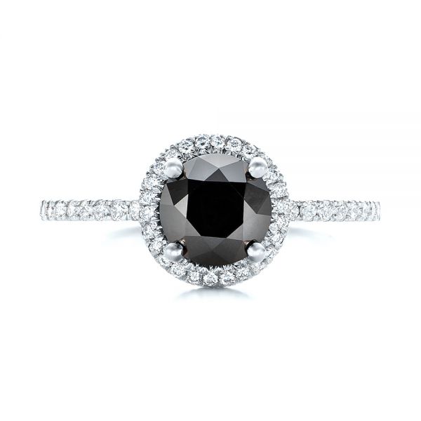 14k White Gold 14k White Gold Custom Black And White Diamond Engagement Ring - Top View -  102459