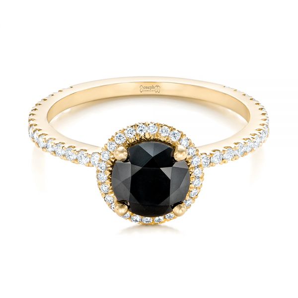 14k Yellow Gold 14k Yellow Gold Custom Black And White Diamond Engagement Ring - Flat View - 102459
