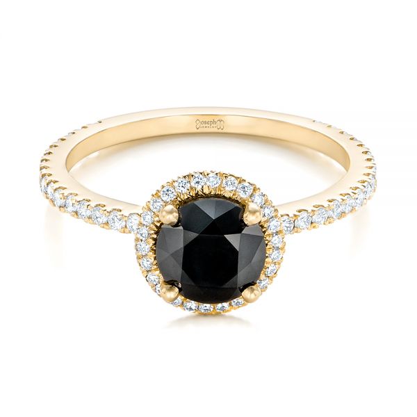 14k Yellow Gold 14k Yellow Gold Custom Black And White Diamond Engagement Ring - Flat View -  102459