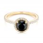 18k Yellow Gold 18k Yellow Gold Custom Black And White Diamond Engagement Ring - Flat View -  102459 - Thumbnail