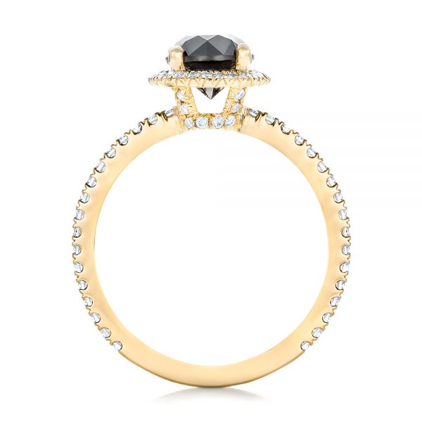 18k Yellow Gold 18k Yellow Gold Custom Black And White Diamond Engagement Ring - Front View -  102459
