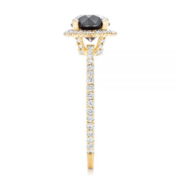 14k Yellow Gold 14k Yellow Gold Custom Black And White Diamond Engagement Ring - Side View - 102459