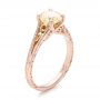 14k Rose Gold And 18K Gold Custom Champagne Diamond Engagement Ring - Three-Quarter View -  101103 - Thumbnail