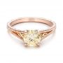 14k Rose Gold And 18K Gold Custom Champagne Diamond Engagement Ring - Flat View -  101103 - Thumbnail
