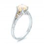 18k White Gold And 14K Gold 18k White Gold And 14K Gold Custom Champagne Diamond Engagement Ring - Three-Quarter View -  101103 - Thumbnail