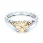 18k White Gold And 14K Gold 18k White Gold And 14K Gold Custom Champagne Diamond Engagement Ring - Flat View -  101103 - Thumbnail