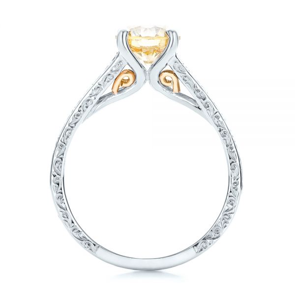  Platinum And 14K Gold Platinum And 14K Gold Custom Champagne Diamond Engagement Ring - Front View -  101103