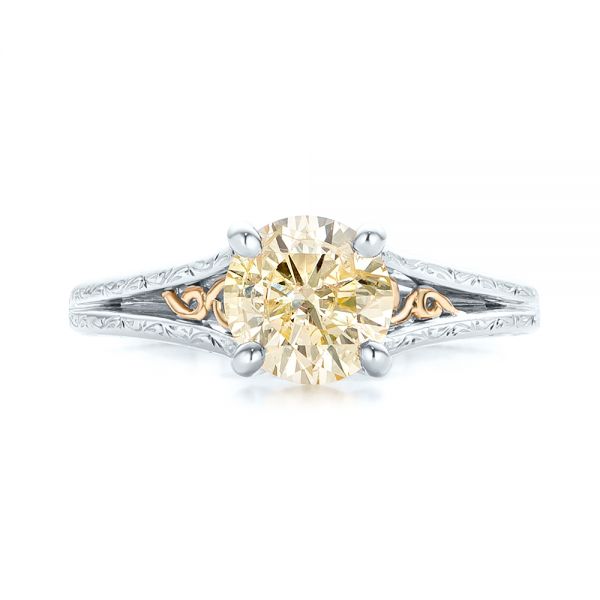  Platinum And Platinum Platinum And Platinum Custom Champagne Diamond Engagement Ring - Top View -  101103