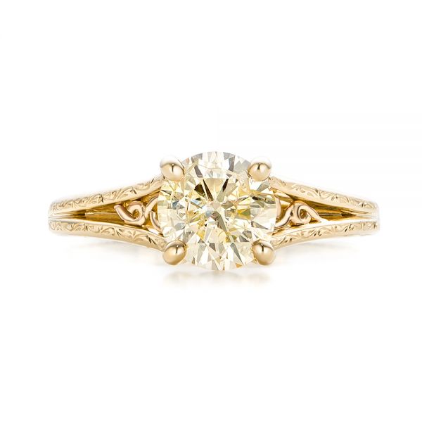 14k Yellow Gold And 18K Gold 14k Yellow Gold And 18K Gold Custom Champagne Diamond Engagement Ring - Top View -  101103