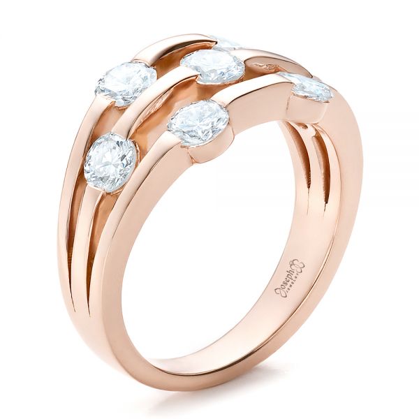 18k Rose Gold 18k Rose Gold Custom Diamond Engagement Ring - Three-Quarter View -  100249