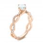 18k Rose Gold Custom Diamond Engagement Ring - Three-Quarter View -  102059 - Thumbnail