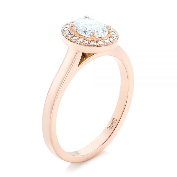 18k Rose Gold 18k Rose Gold Custom Diamond Engagement Ring - Three-Quarter View -  102432