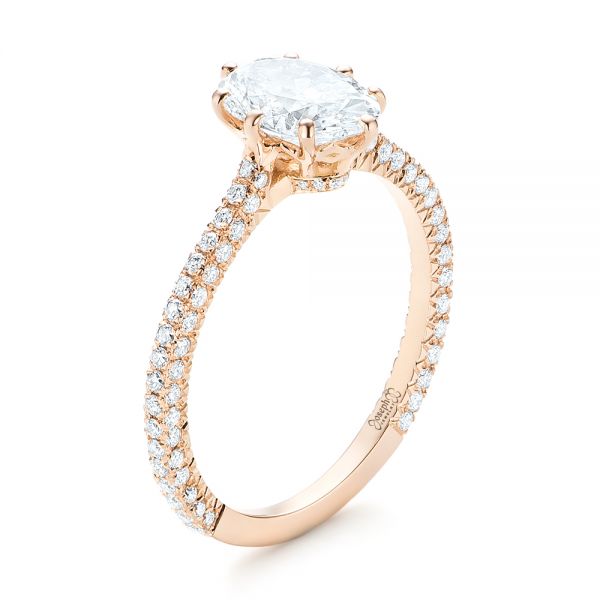 18k Rose Gold 18k Rose Gold Custom Diamond Engagement Ring - Three-Quarter View -  103153