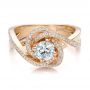 14k Rose Gold Custom Diamond Engagement Ring - Flat View -  100438 - Thumbnail
