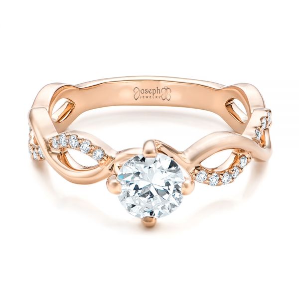 14k Rose Gold 14k Rose Gold Custom Diamond Engagement Ring - Flat View -  102059