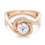 14k Rose Gold Custom Diamond Engagement Ring - Flat View -  102833 - Thumbnail