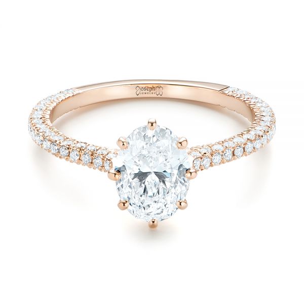 14k Rose Gold Custom Diamond Engagement Ring - Flat View -  103153