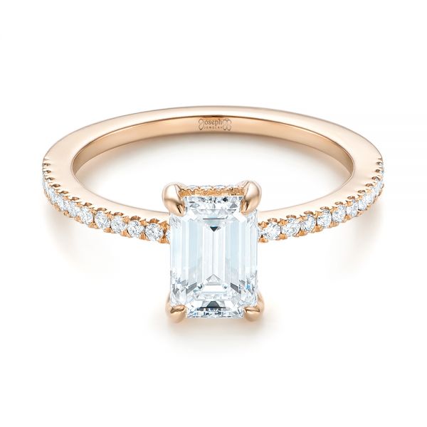 18k Rose Gold Custom Diamond Engagement Ring - Flat View -  103471