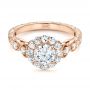 18k Rose Gold 18k Rose Gold Custom Diamond Engagement Ring - Flat View -  103600 - Thumbnail